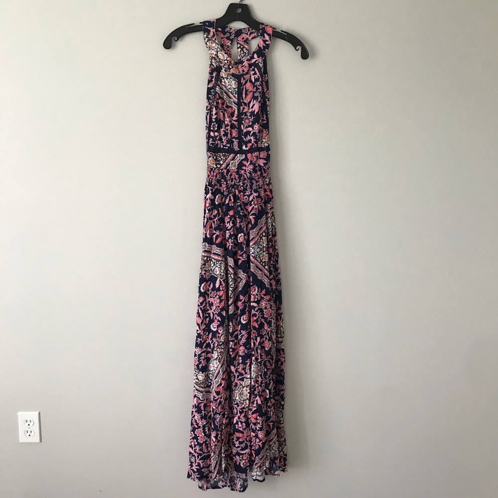 ATL Vienna Pink Flora Boho Style open back dress